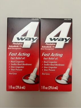 4Way Fast Acting Nasal Spray for Allergies/Hay Fever/Colds-Set of 2- Exp 10/2026